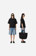 Cropped Signature Blank Tee - Black